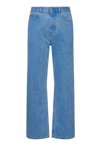 Jeans Larghi In Denim Di Cotone