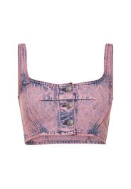 Crop Top In Denim Di Cotone