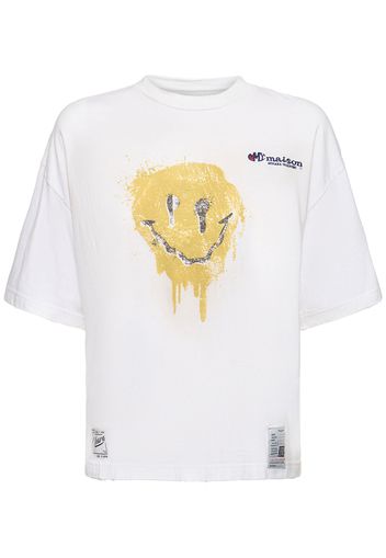 T-shirt Smiley Face In Cotone Con Stampa