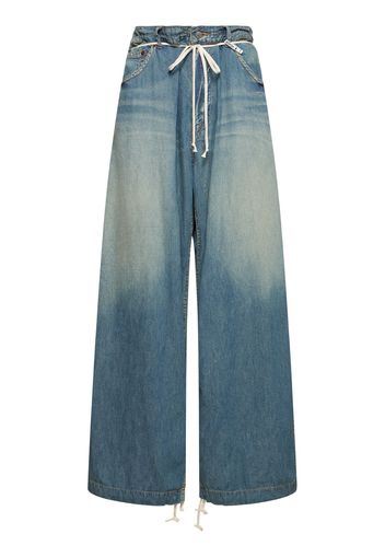 Pantaloni Leggeri In Denim Arricciato