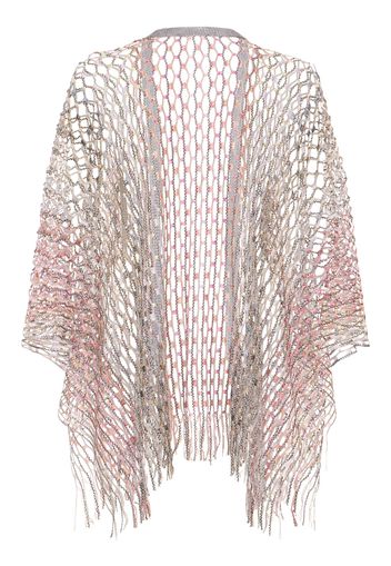 Fringed Open Knit Poncho