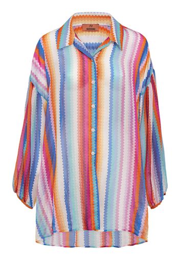 Camicia In Cotone E Seta Chevron