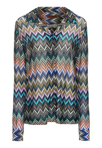 Camicia Maniche Lunghe In Viscosa Chevron