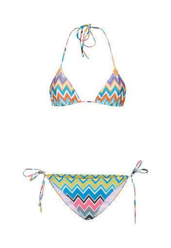 Set Bikini A Triangolo In Lycra Stampata Zigzag