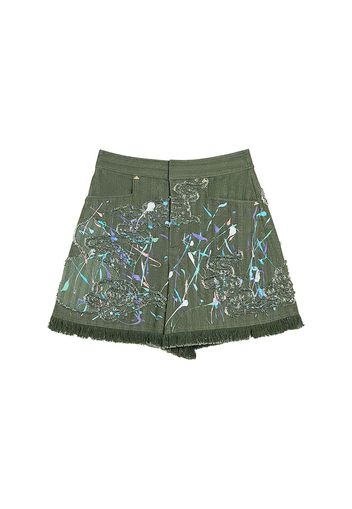 Graffiti Patchwork Denim Shorts