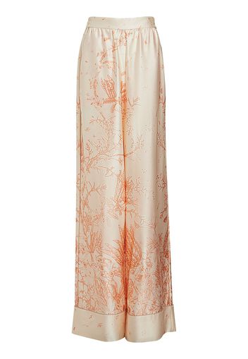 Printed Stretch Silk Wide Pants