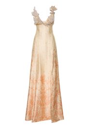 Printed Stretch Silk Evening Long Dress