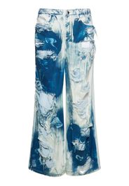 Printed Distressed Wide Leg Jeans