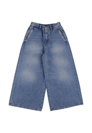 Jeans Larghi In Denim Di Cotone