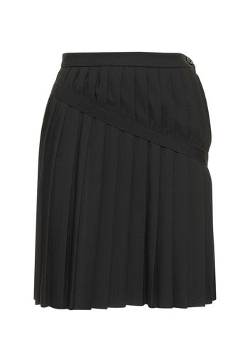 Pleated Viscose Blend Mini Skirt