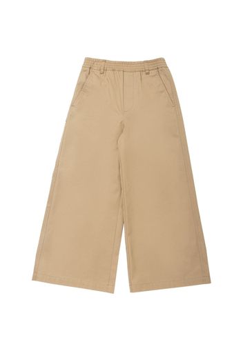 Pantaloni Larghi In Gabardina Di Cotone