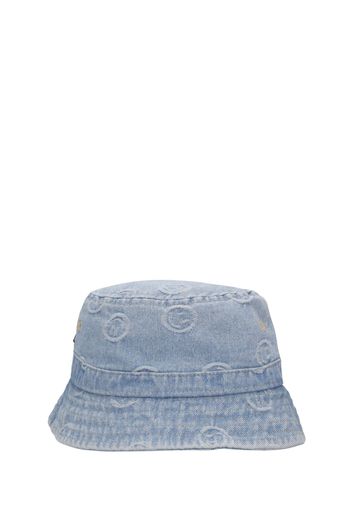 Cappello Bucket In Denim Di Cotone Con Stampa