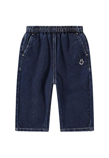 Pantaloni In Denim Di Cotone E Lino