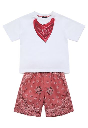 T-shirt In Jersey Di Cotone E Shorts In Popeline