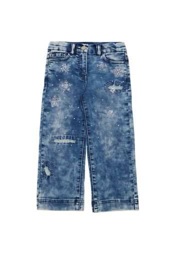 Jeans Dritti In Cotone Con Decorazioni