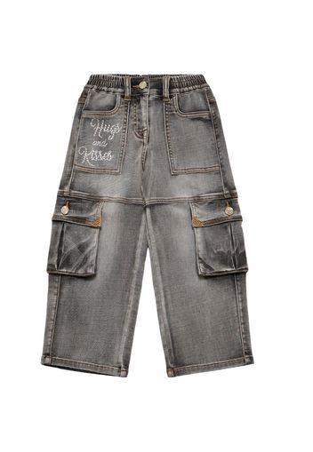 Jeans Cargo In Misto Cotone Con Decorazioni