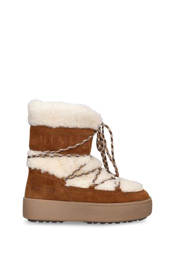 Shearling & Suede Ankle Snow Boots