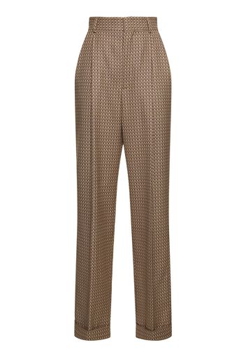 Pantaloni Dritti Vita Alta Jacquard