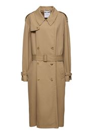 Trench Lungo In Gabardina Di Misto Cotone