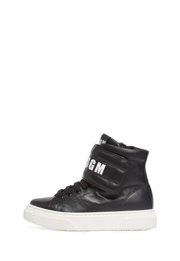 Sneakers High Top In Pelle Con Logo