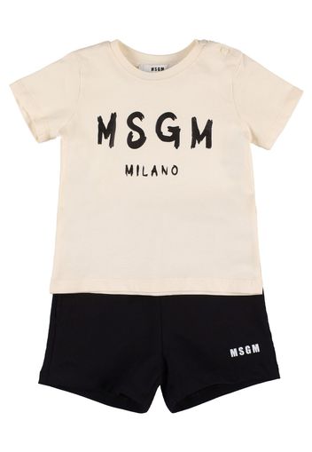 T-shirt In Jersey Di Cotone E Shorts In Felpa