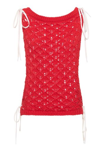 Openwork Cotton Lace Sleeveless Top