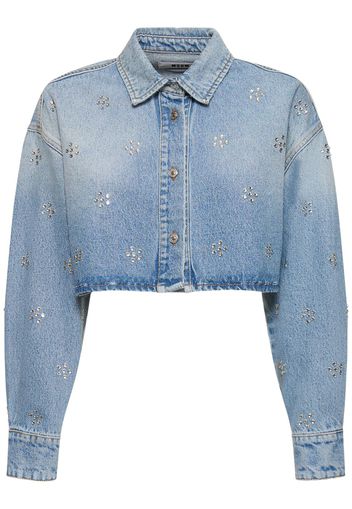 Camicia Cropped In Denim Di Cotone