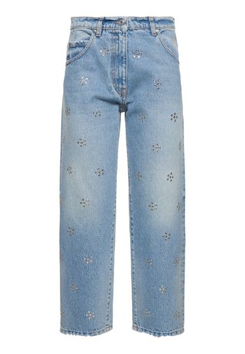 Jeans Cropped In Denim Di Cotone