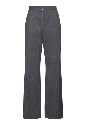 Pantaloni Dritti In Misto Lana / Zip