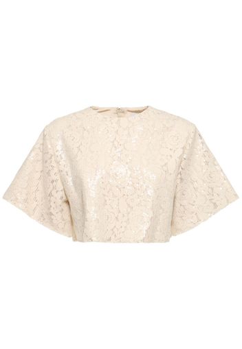 Crop Top In Pizzo Con Paillettes