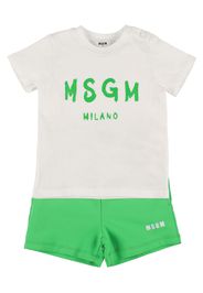 T-shirt In Jersey Di Cotone E Shorts In Felpa