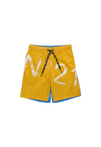 Shorts In Cotone Bicolor Con Logo