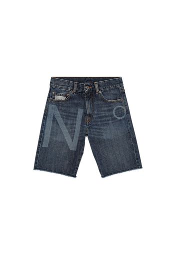 Shorts In Denim Di Cotone Con Logo