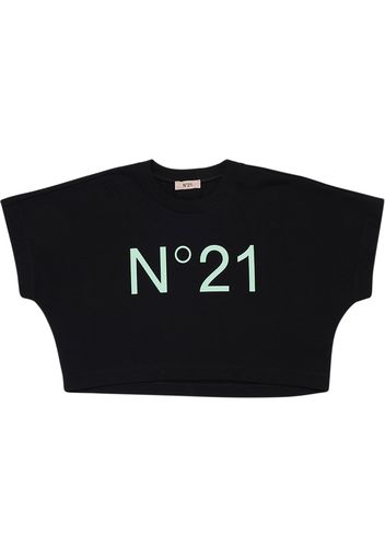 T-shirt Cropped In Jersey Con Logo