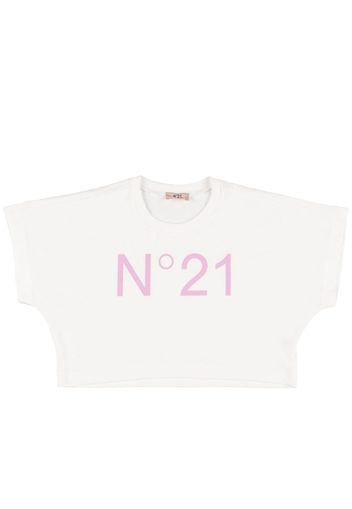 T-shirt Cropped In Jersey Con Logo