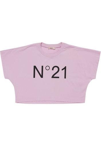 T-shirt Cropped In Jersey Con Logo