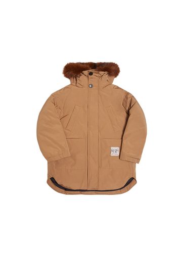 Parka In Gabardina Di Cotone Fodera In Pelliccia