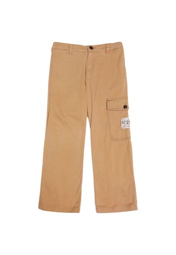 Pantaloni Cargo Dritti In Misto Cotone