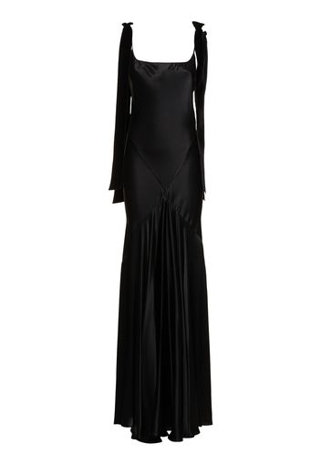 Flared Satin Long Dress