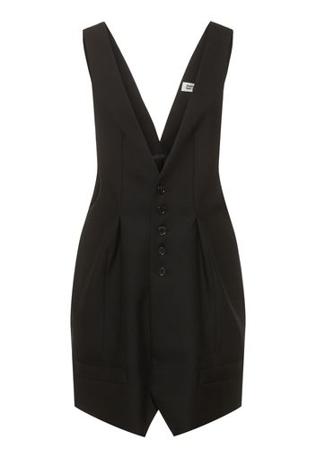 Oxford Wool Vest Mini Dress
