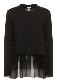 Cotton & Nylon Tulle Long Sleeve Top