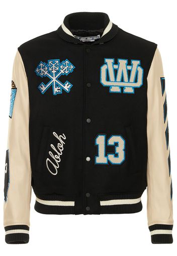 Giacca Varsity Crystals In Pelle