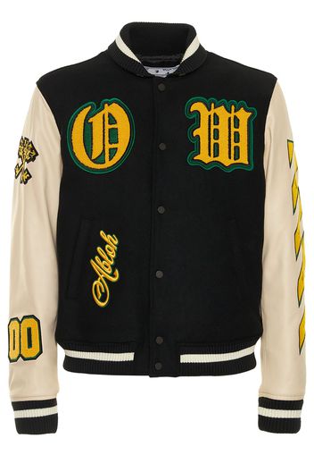 Giacca Varsity Ow In Lana E Pelle