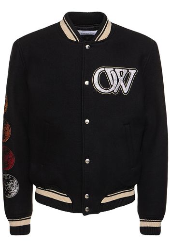 Cryst Moon Phase Wool Varsity Jacket