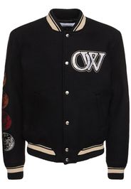 Cryst Moon Phase Wool Varsity Jacket