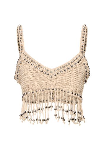 Cotton Crochet Fringed Crop Top