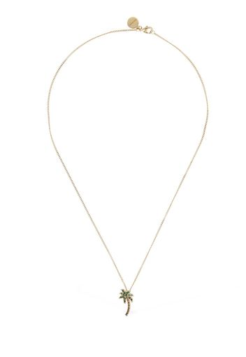 Palm Crystal & Brass Long Necklace