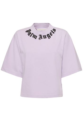 T-shirt Cropped In Cotone Con Logo