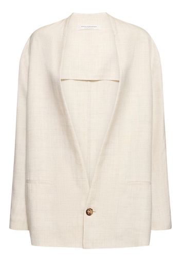 Collarless Viscose Blend Jacket