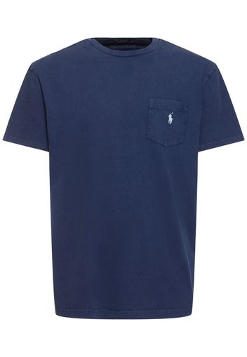 Faded Cotton & Linen T-shirt W/ Pocket